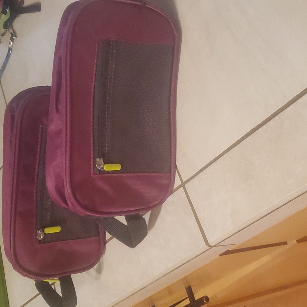 2 Travel Storage Zip Bags Magenta & Gray